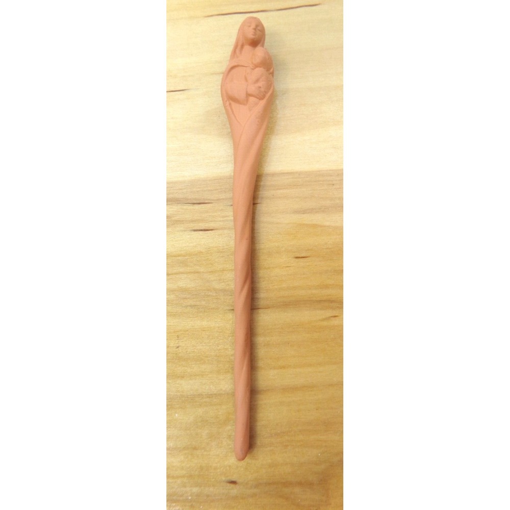 Pencil Terra Cotta Christmas Ornament 8" Mary and Baby‎ Jesus Mother and Child
